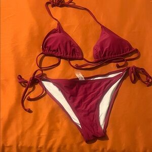 SHEIN Burgundy Bikini Set